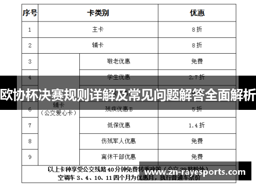欧协杯决赛规则详解及常见问题解答全面解析 欧协杯决赛规则详解及常见问题解答全面解析